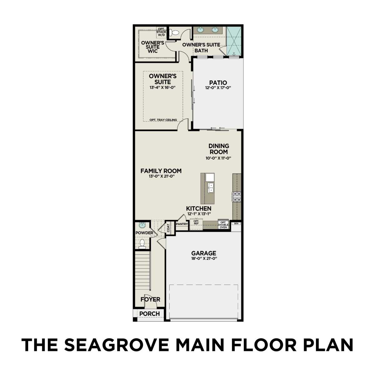 1 - The Seagrove A floor plan layout for 646 Stickley Oak Way in Davidson Homes' The Village at Towne Lake community.
