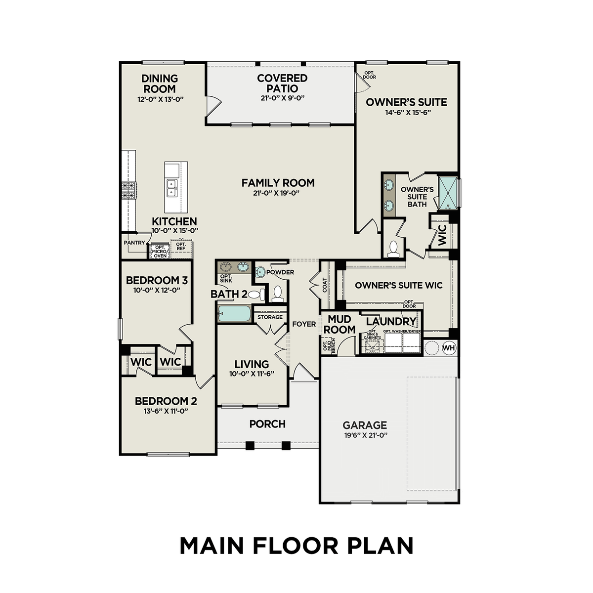 1 - The Rockford C – Side Entry buildable floor plan layout in Davidson Homes' Everleigh community.