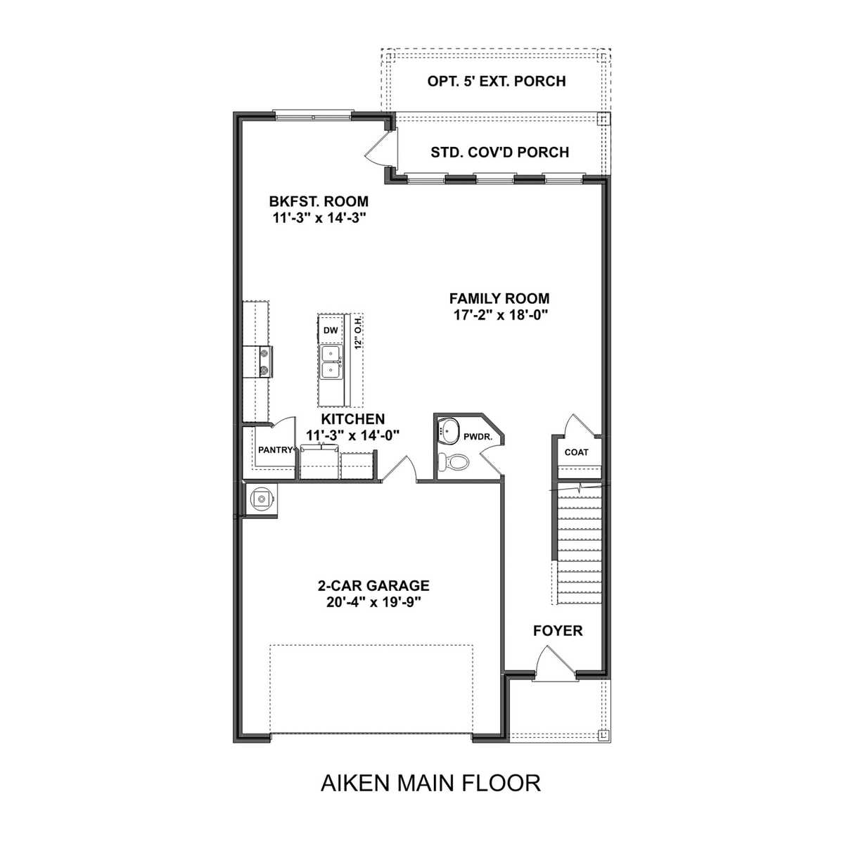 1 - The Aiken floor plan layout for 213 Sunny Springs Court in Davidson Homes' Flint Meadows community.