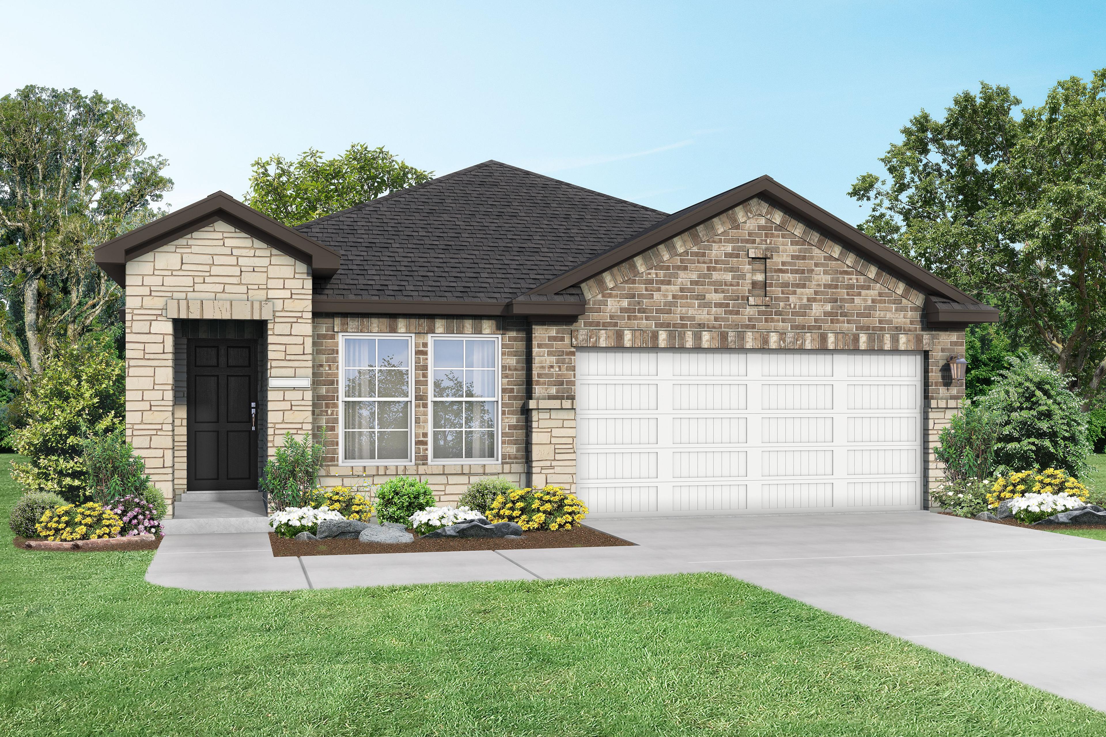 Exterior of The Riviera B, a one-story home with landscaping