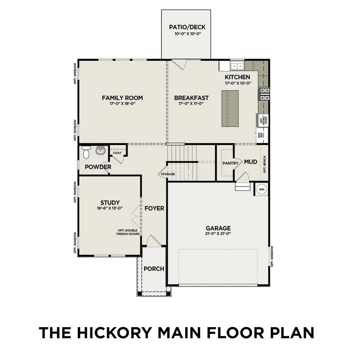 1 - The Hickory E buildable floor plan layout in Davidson Homes' Carellton community.