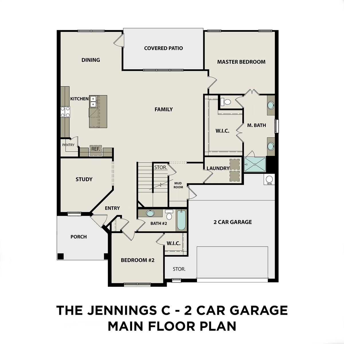 1 - The Jennings C buildable floor plan layout in Davidson Homes' Rivers Edge community.