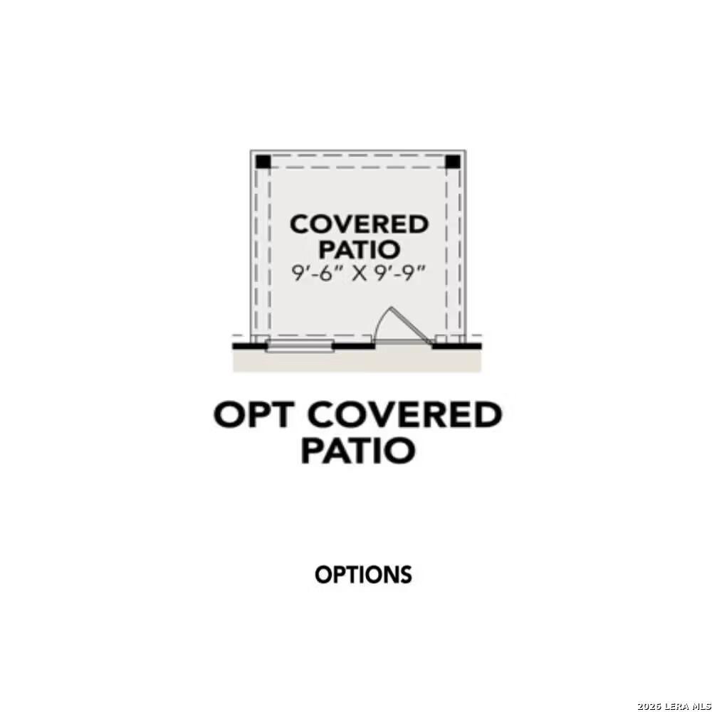 Optional 9'6" x 9'6" covered patio floor plan detail for Davidson Homes The Blanco C in Applewhite Meadows, San Antonio