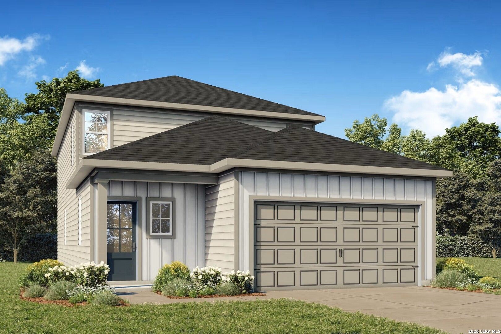 Two-story 5-bedroom home with 2-car garage and landscaped yard in Davidson Homes' The Summit A, Morgan Meadows, San Antonio, TX