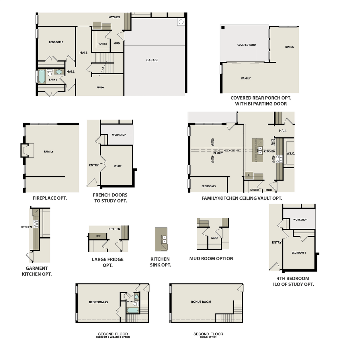 3 - The Ansley with Bonus buildable floor plan layout in Davidson Homes' Carellton community.