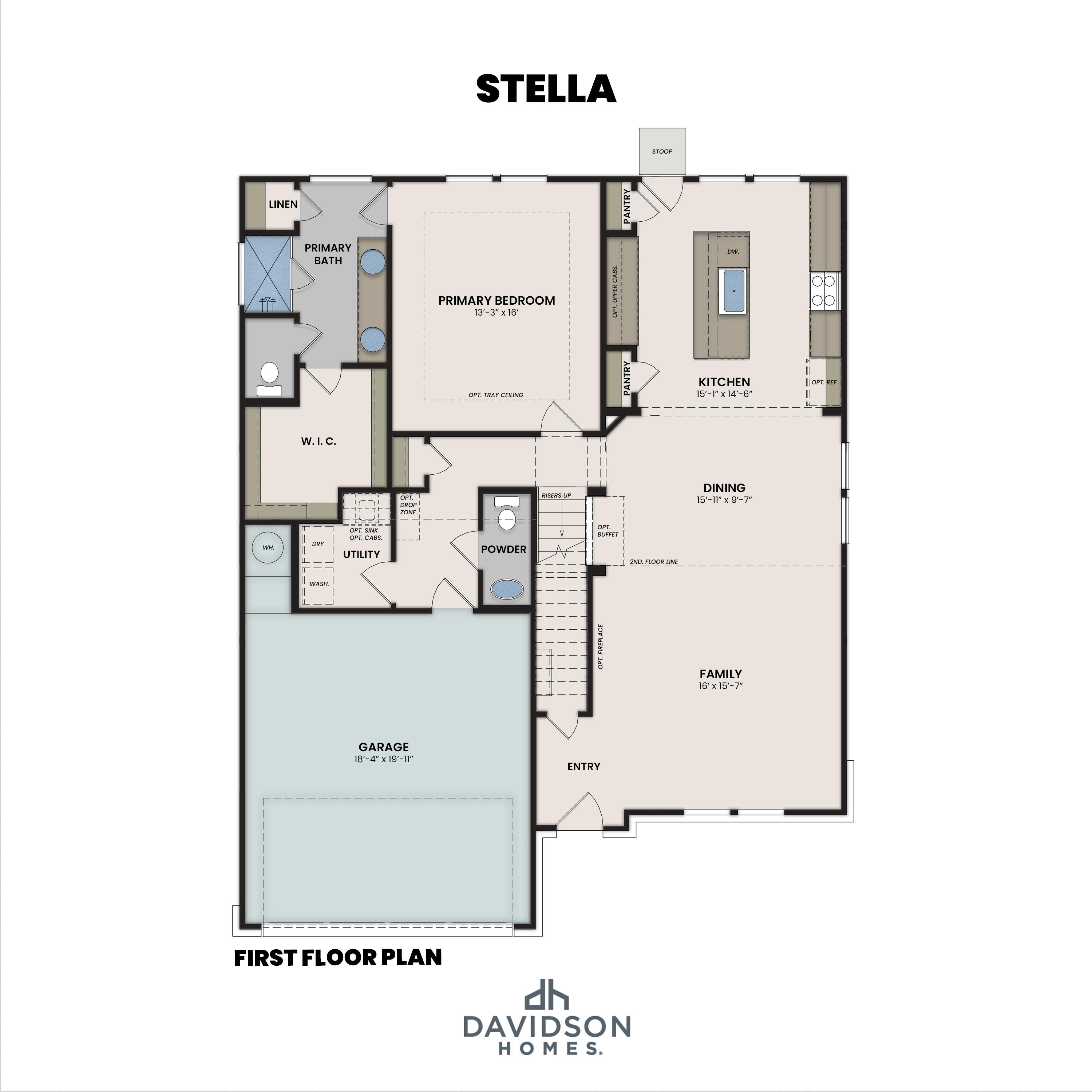 1 - The Stella C floor plan layout for 2873 BUNKER Drive in Davidson Homes Homes' Links Crossing community.