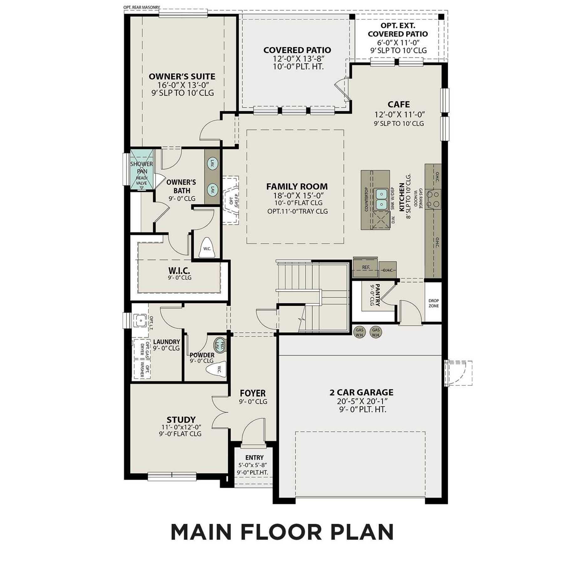1 - The Sequoia B buildable floor plan layout in Davidson Homes Homes' Windmill Estates community.