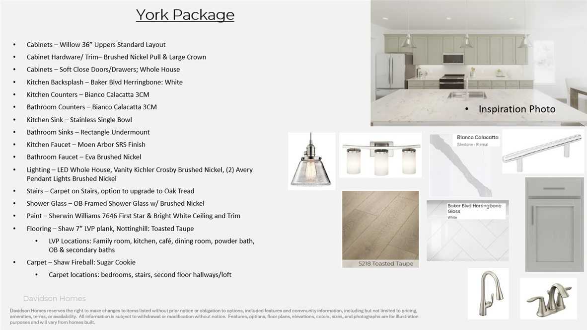 Modern white shaker kitchen with large island, stainless sink, pendant lights in Davidson Homes The Luna B, Opelika, Alabama