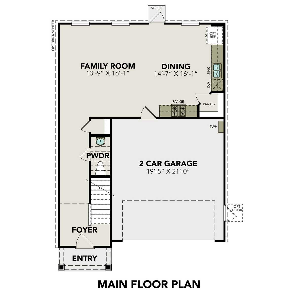 1 - The Trinity Brick floor plan layout for 8324 Bristlecone Pine Way in Davidson Homes' Lakes at Black Oak community.
