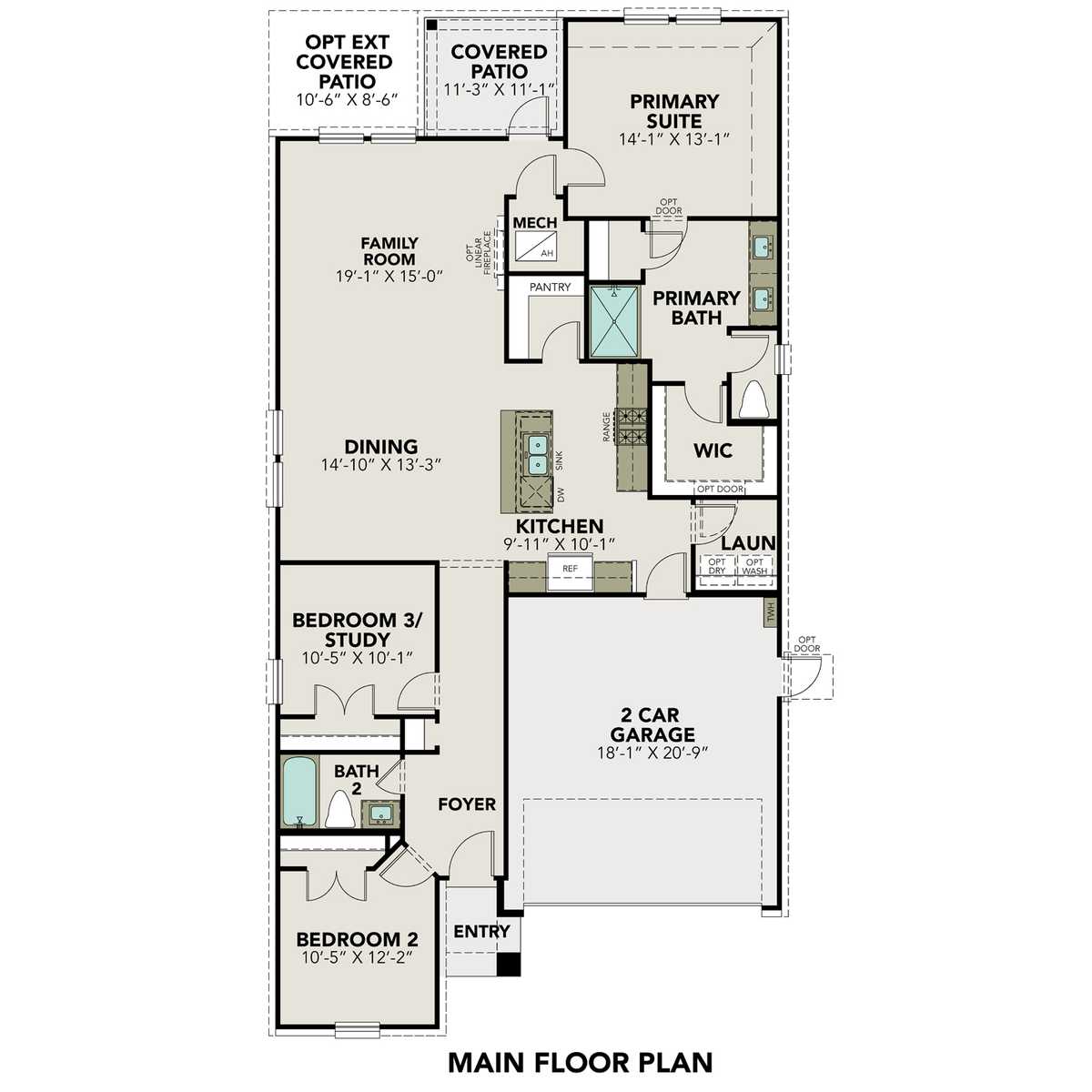 1 - The Laguna A with 3-Car Garage floor plan layout for 43 Wichita Trail in Davidson Homes' River Ranch Meadows community.
