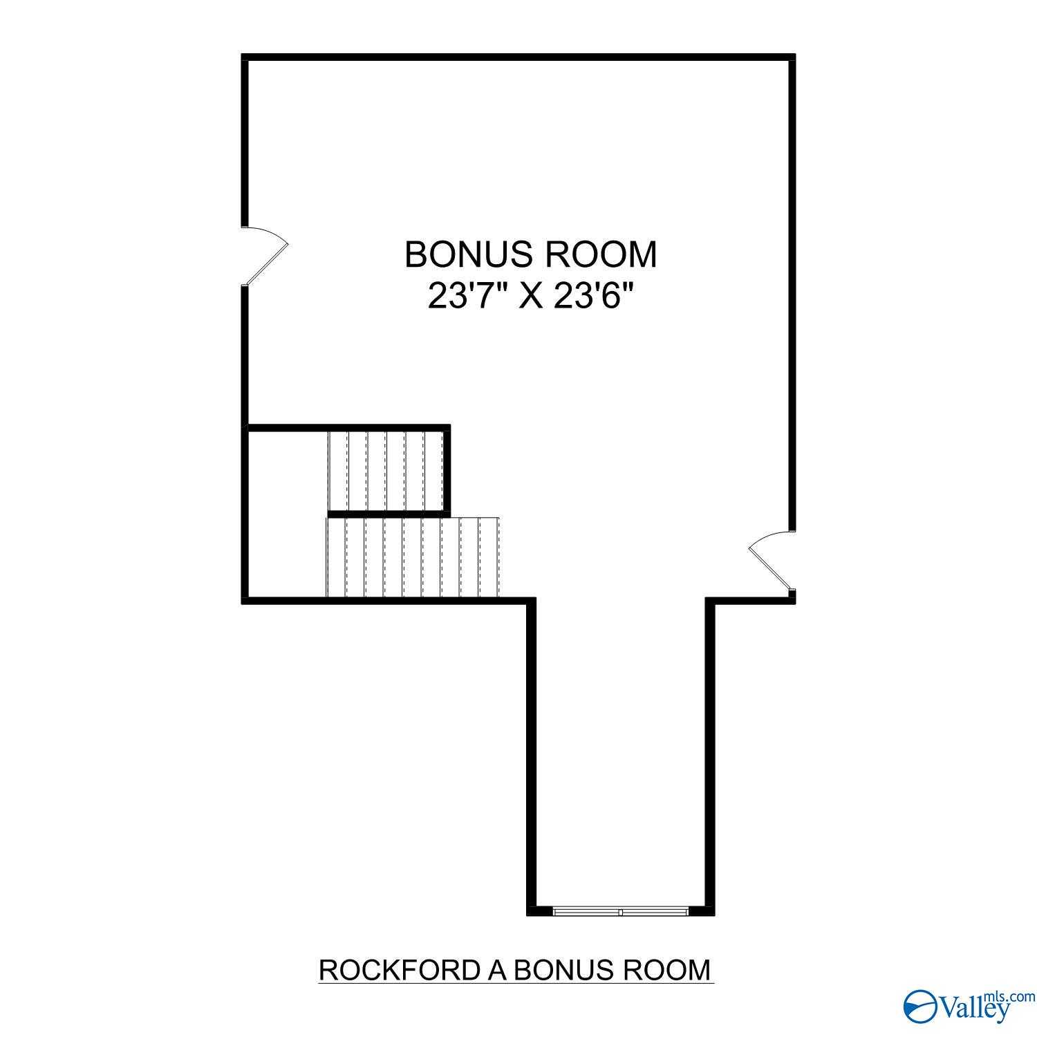 Bonus room floor plan 23x23 ft in Rockford with Bonus, Davidson Homes, Kendall Farms, Toney, Alabama