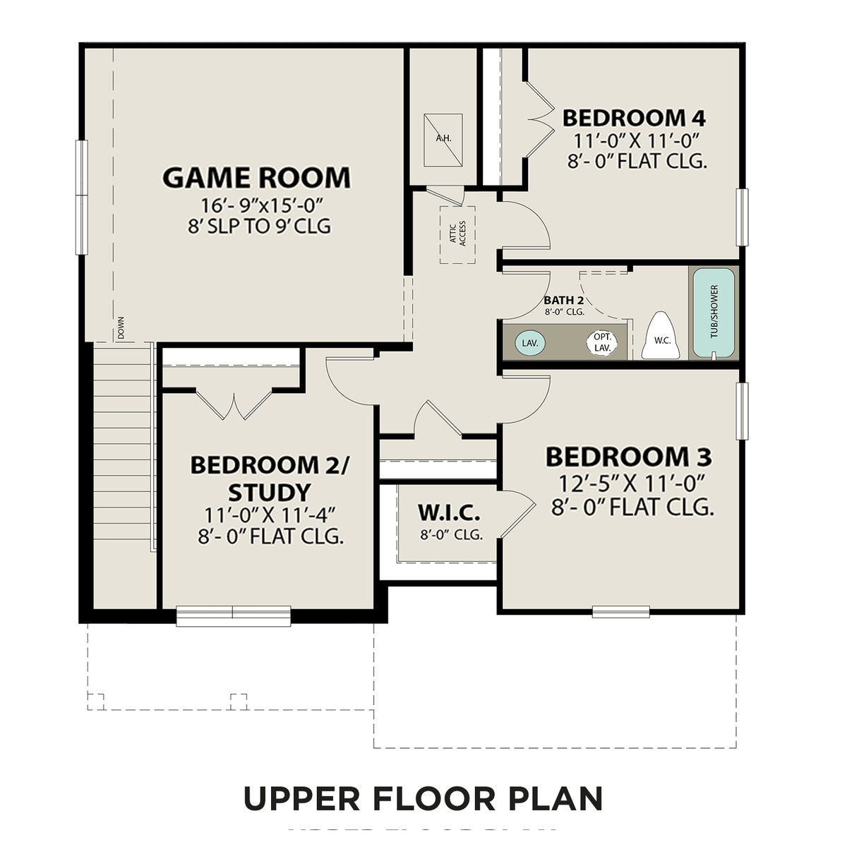 2 - The Tierra C floor plan layout for 1703 Tioga View Drive in Davidson Homes' Sierra Vista community.