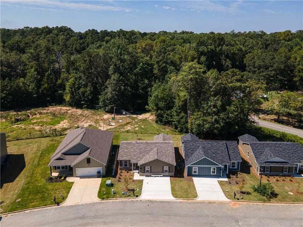 Aerial view of The Washington 3-bedroom single-story homes with garages in wooded Summer Vineyard, Phenix City, Alabama by Davidson Homes