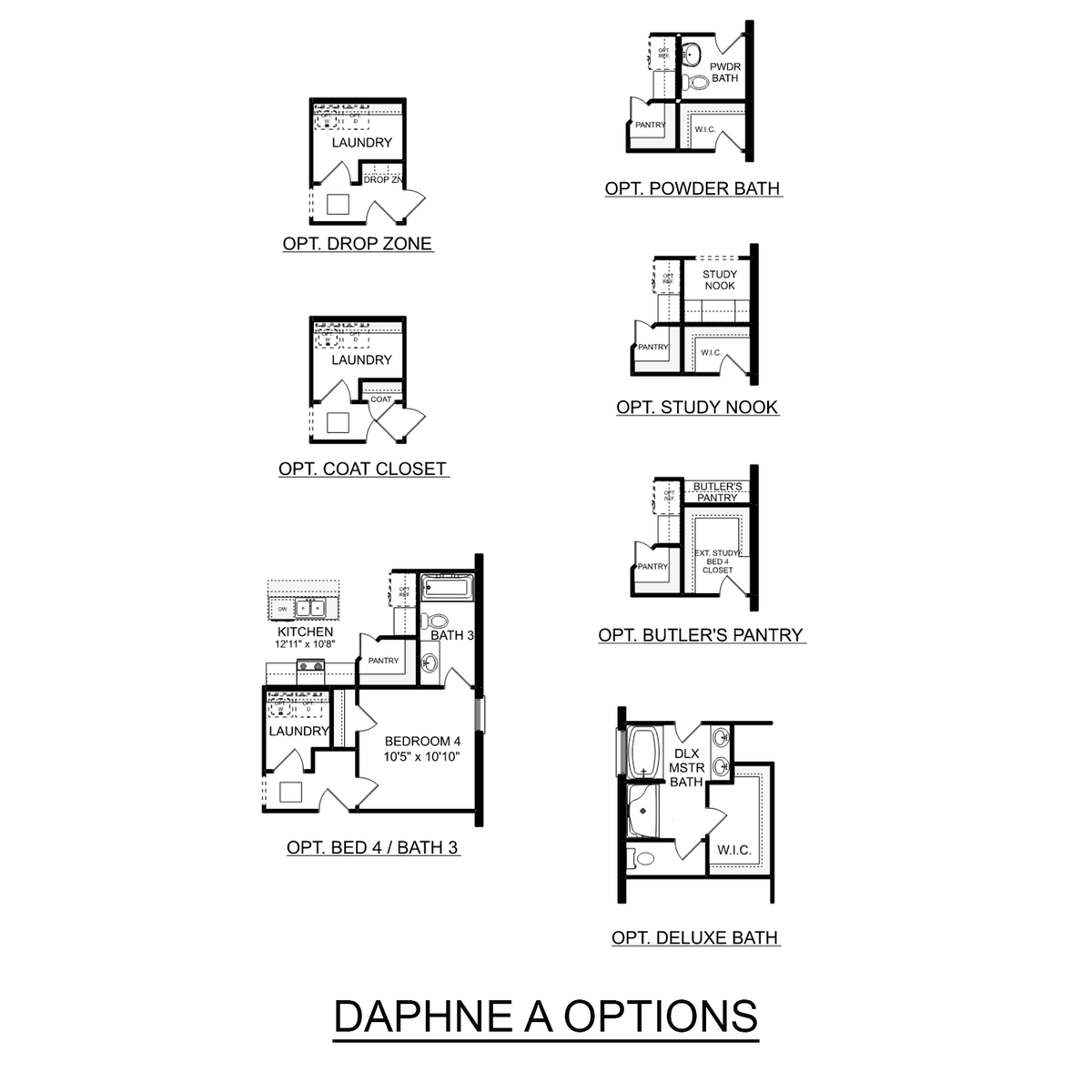 2 - The Daphne buildable floor plan layout in Davidson Homes' Flint Meadows community.