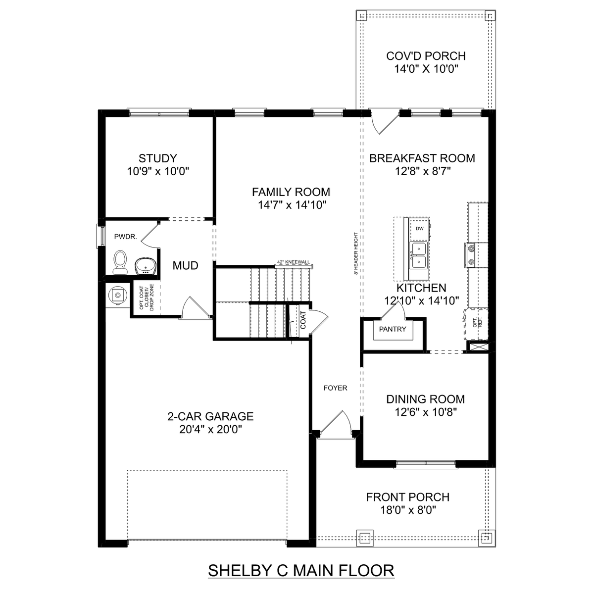 1 - The Shelby C buildable floor plan layout in Davidson Homes' Clearview community.