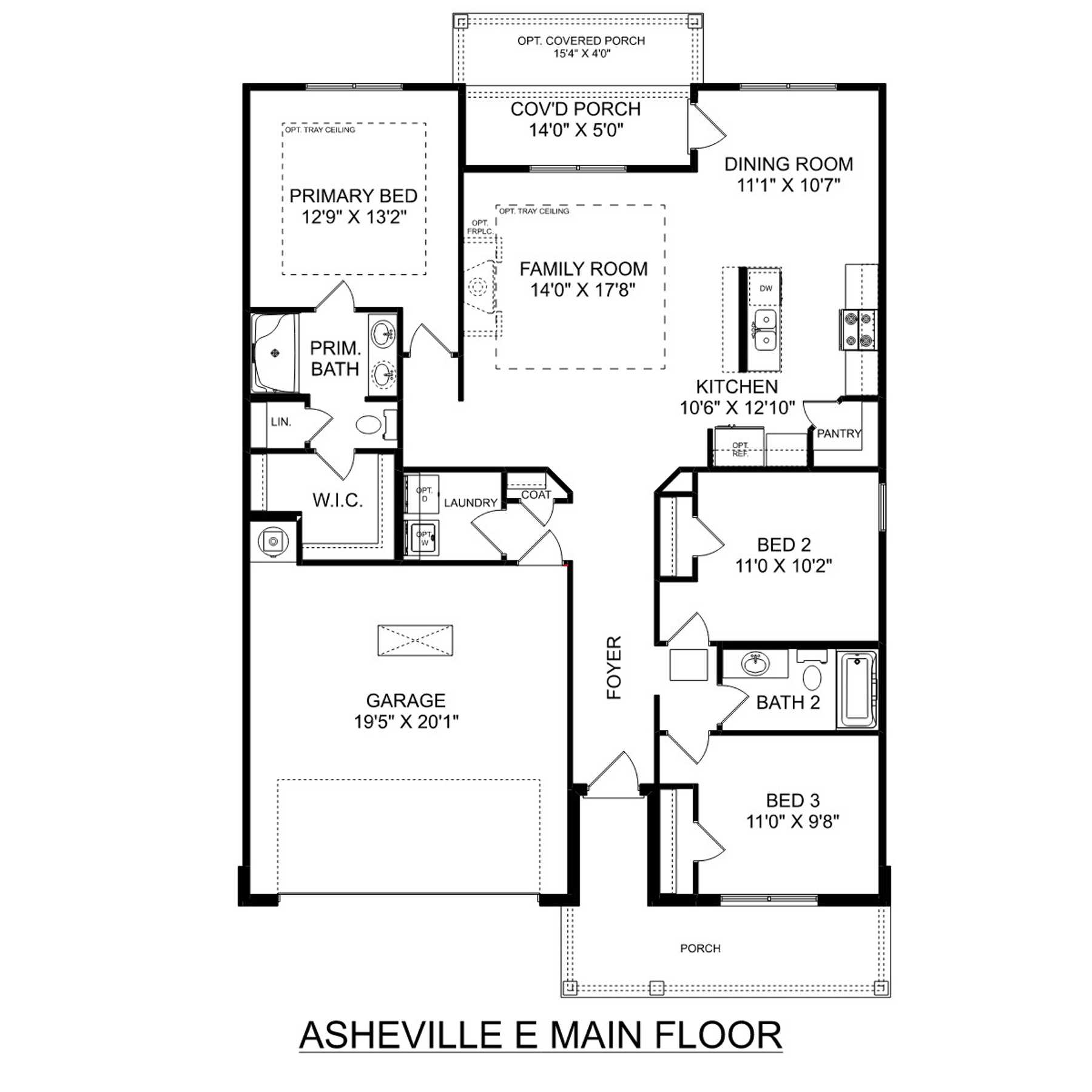 1 - The Asheville E buildable floor plan layout in Davidson Homes Homes' Bailey Park community.