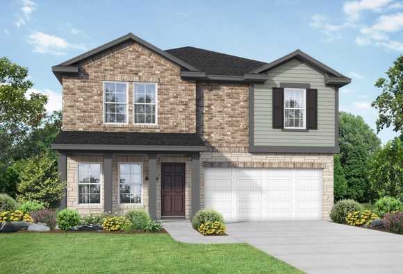 Exterior of The Solara C, a two-story home with landscaping