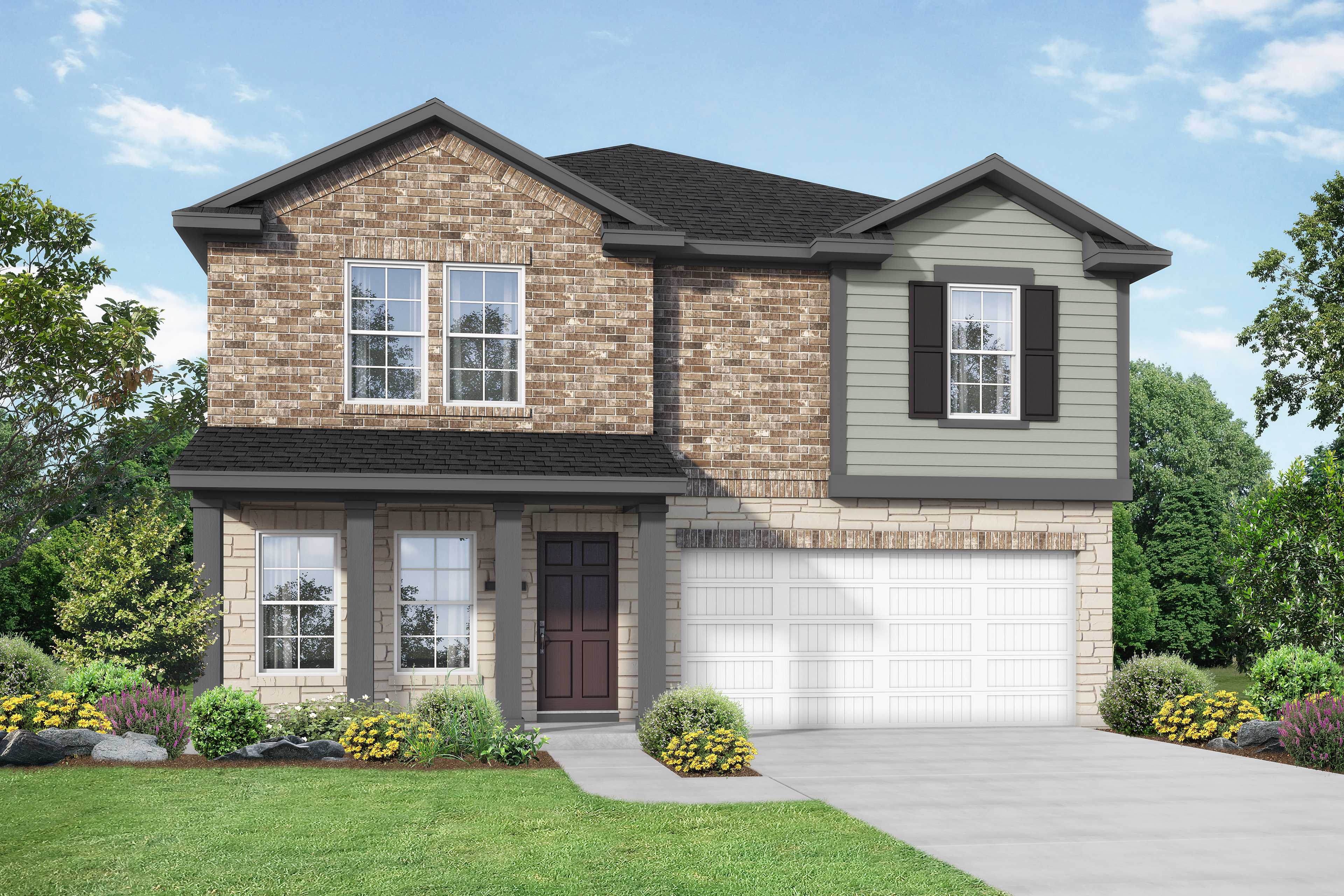 Exterior of The Solara C, a two-story home with landscaping