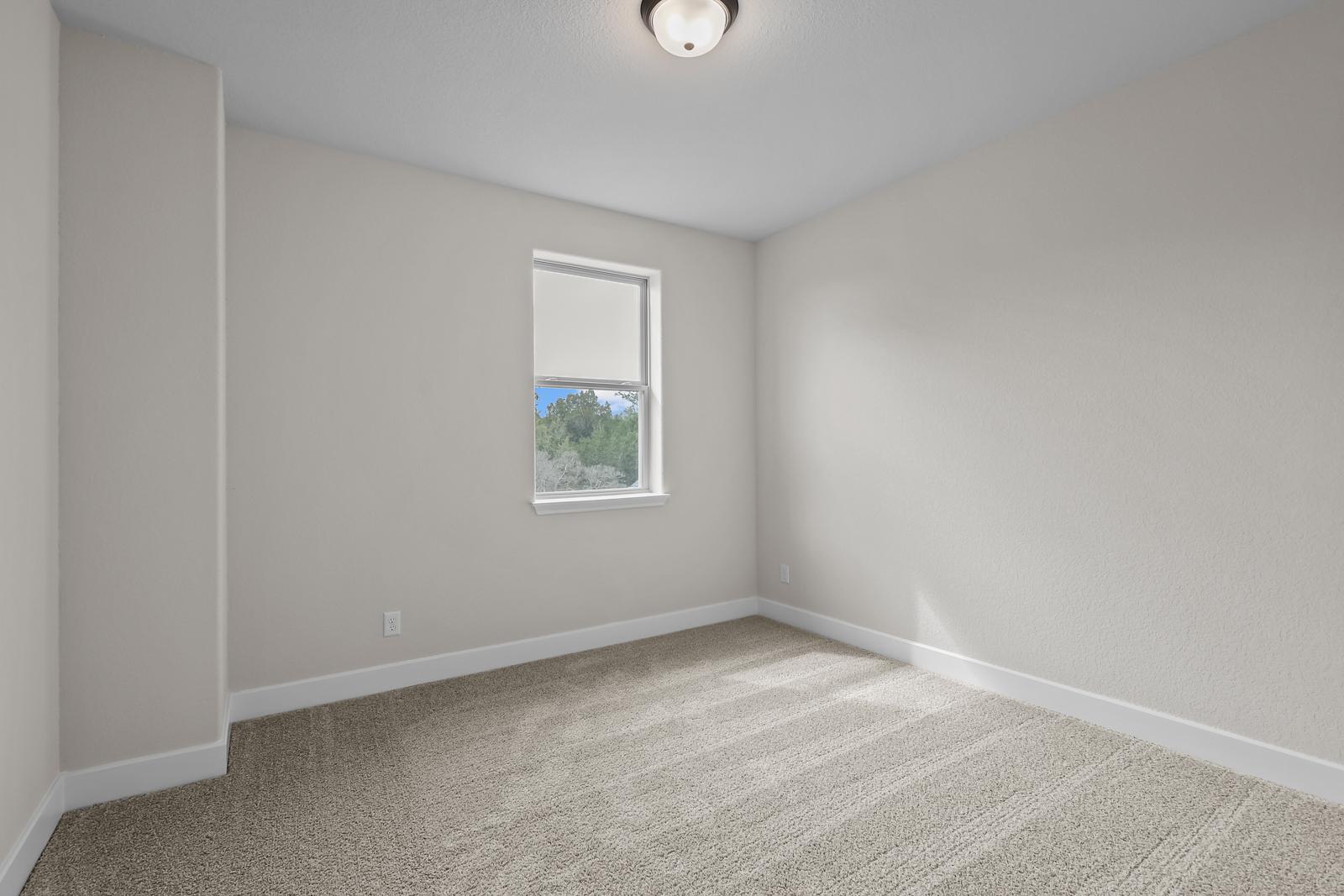Spacious secondary bedroom in The Belmont featuring neutral wall paint, plush carpeting, and natural light.