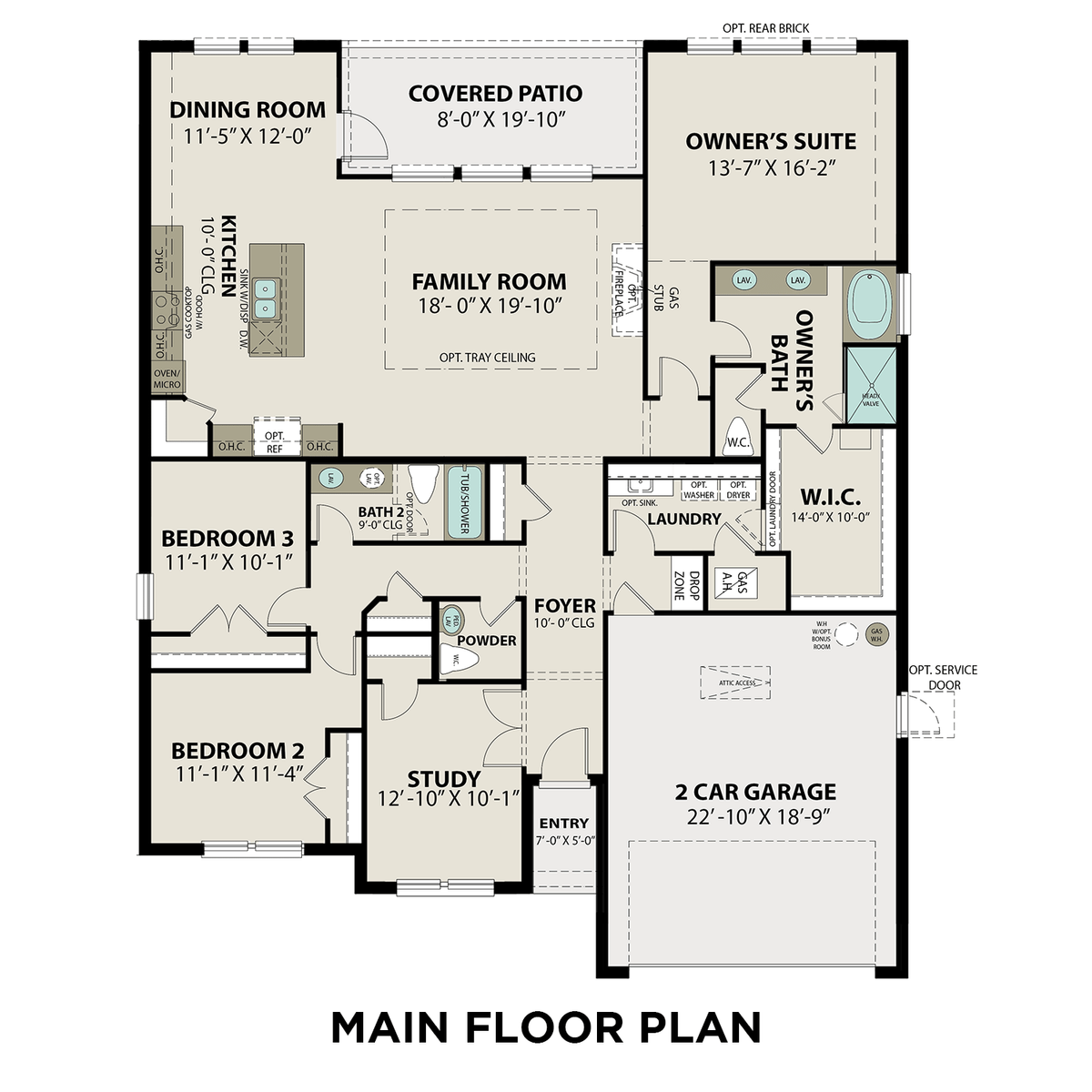 1 - The Edward B buildable floor plan layout in Davidson Homes' Sunterra community.
