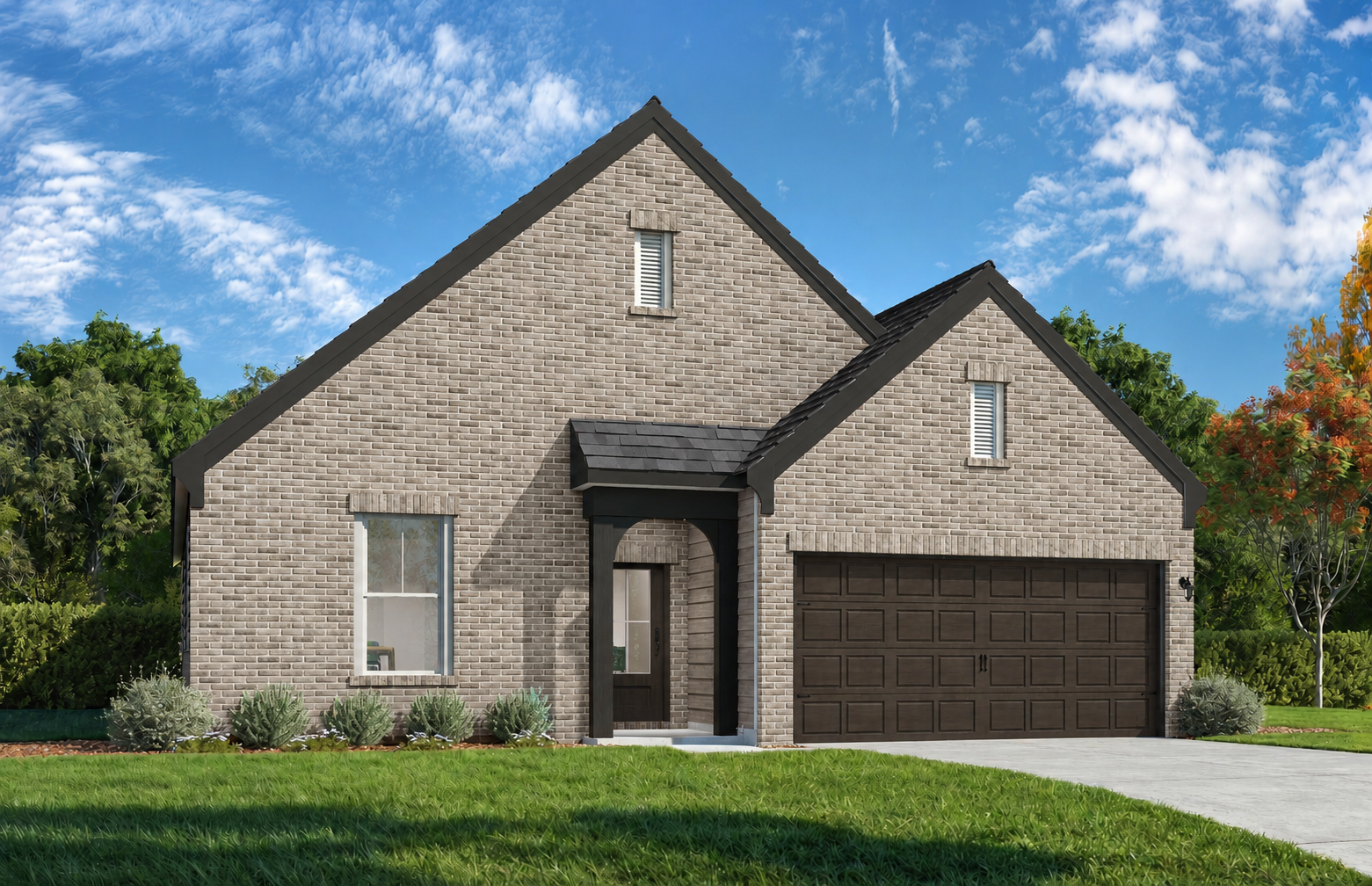 The Prairie by Davidson Homes features a 1-story brick exterior, 2-car garage, and elegant curb appeal in Gallatin, TN.