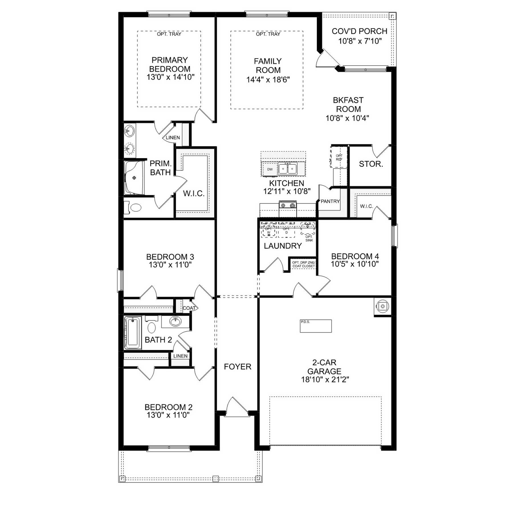 1 - The Daphne F buildable floor plan layout in Davidson Homes Homes' Bailey Park community.