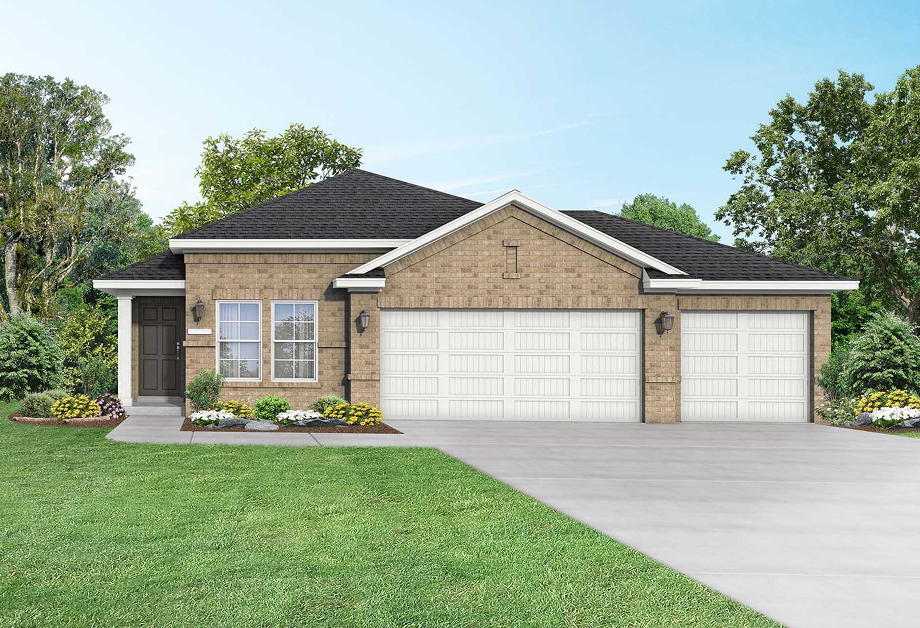 Exterior view of Davidson Homes' The Riviera with 3-Car Garage Floor Plan