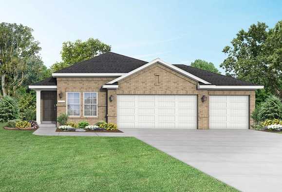 The Riviera A with 3-Car Garage Exterior Rendering