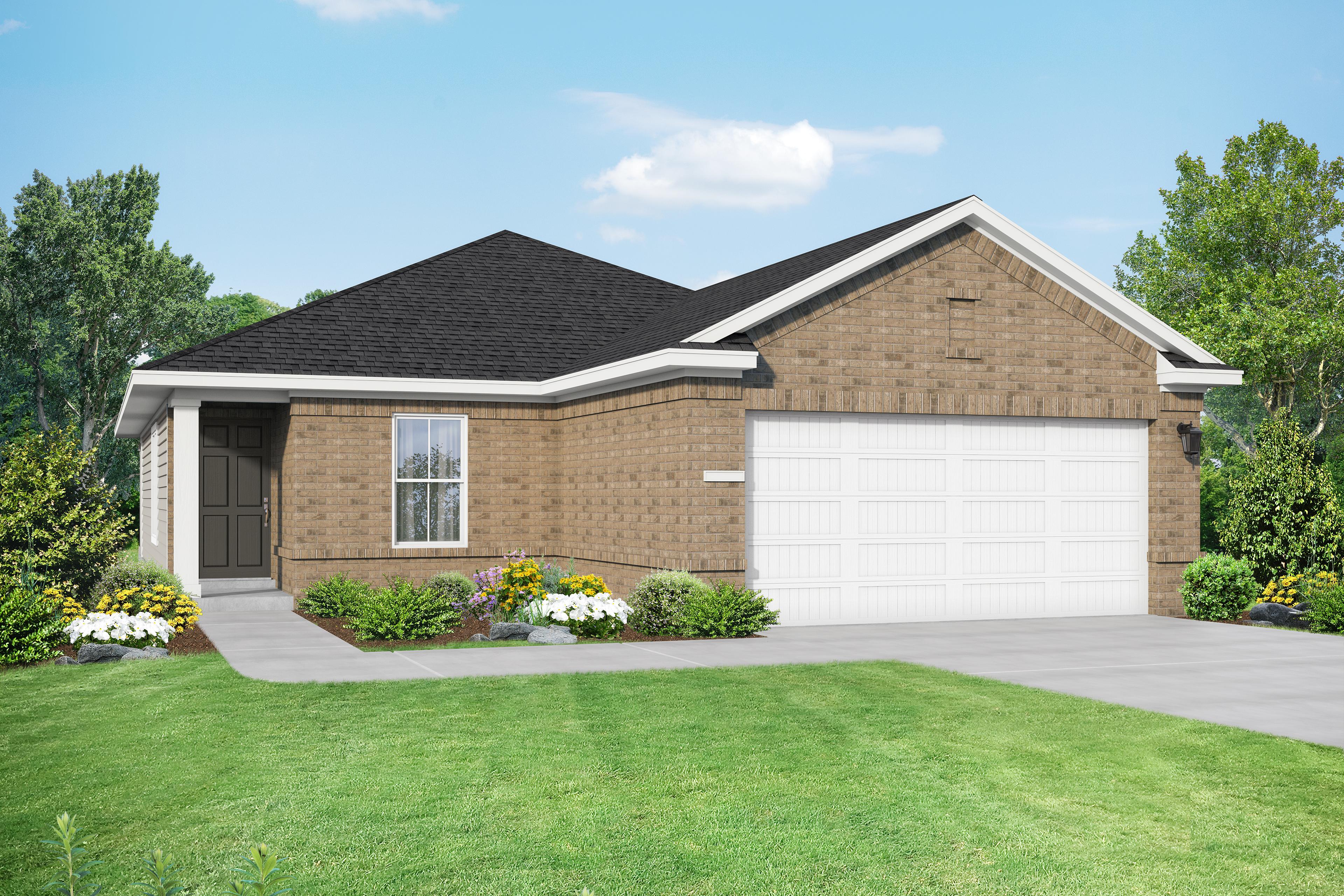 Exterior of a one-story home with landscaping