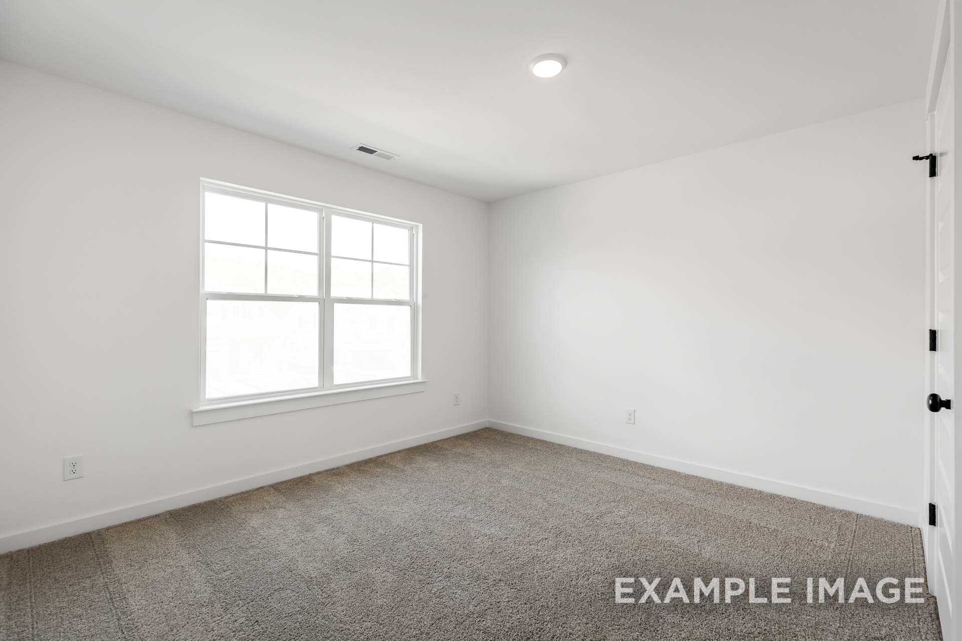 Spacious empty bedroom in The Ash C with white walls, large window, beige carpet, and neutral finishes