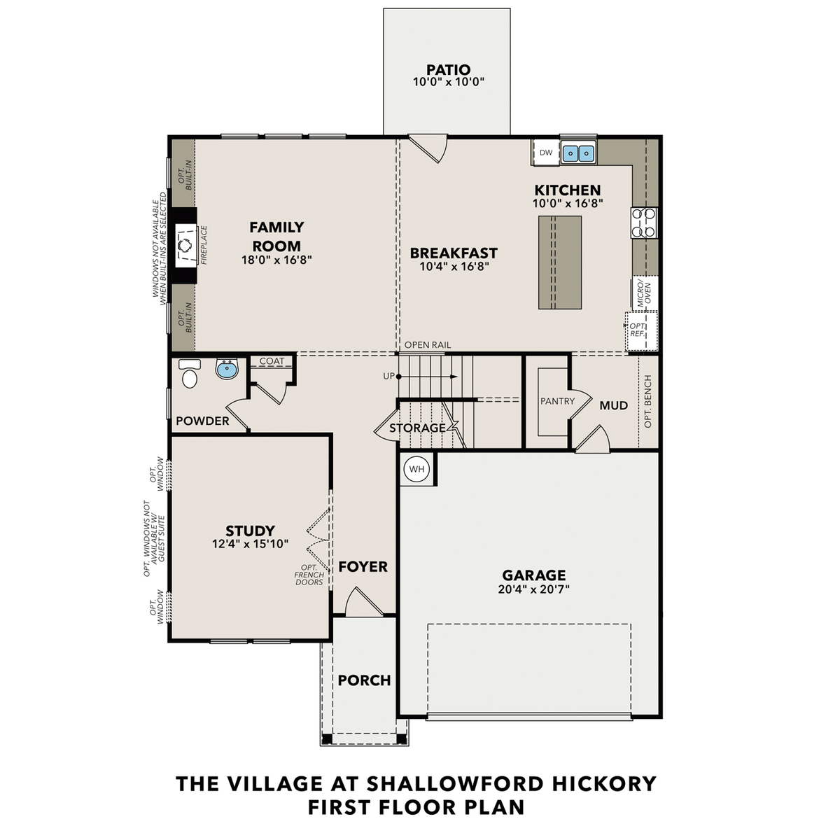 1 - The Hickory A at Shallowford buildable floor plan layout in Davidson Homes' The Village at Shallowford community.
