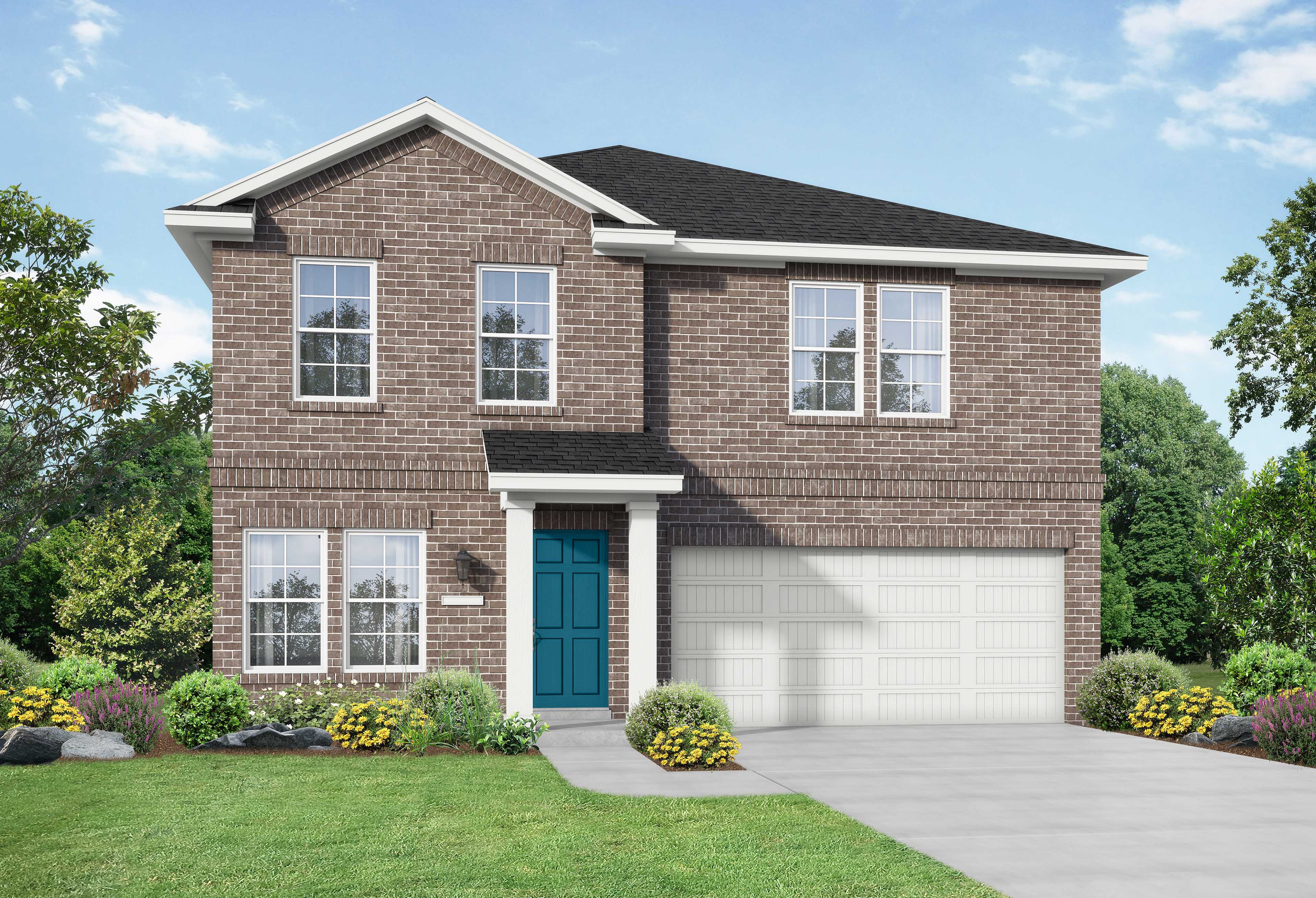 Exterior of The Solara A, a two-story home with landscaping