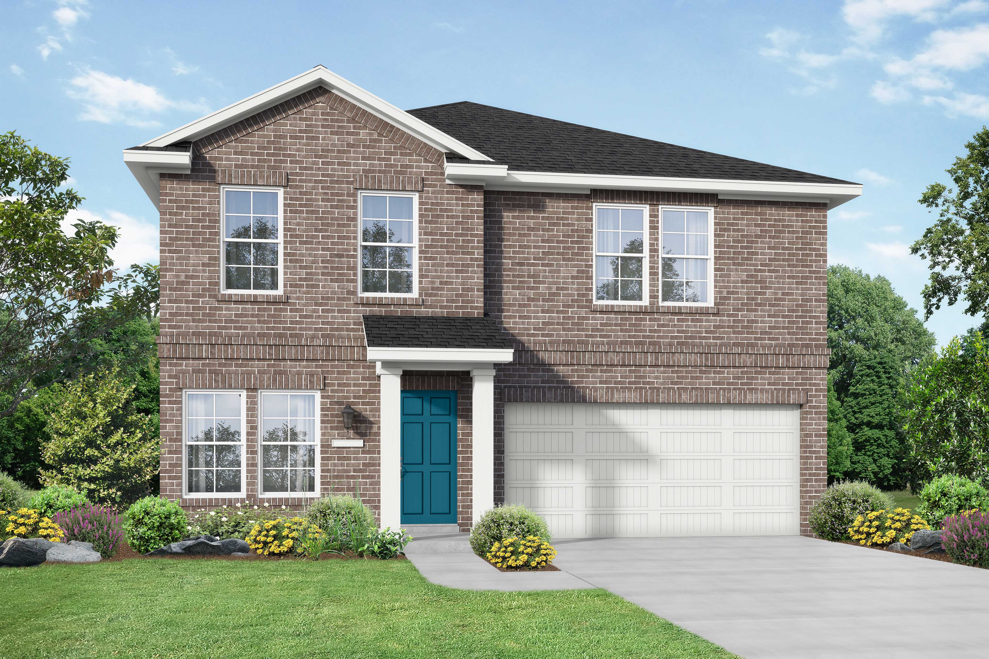 Exterior of The Solara A, a two-story home with landscaping