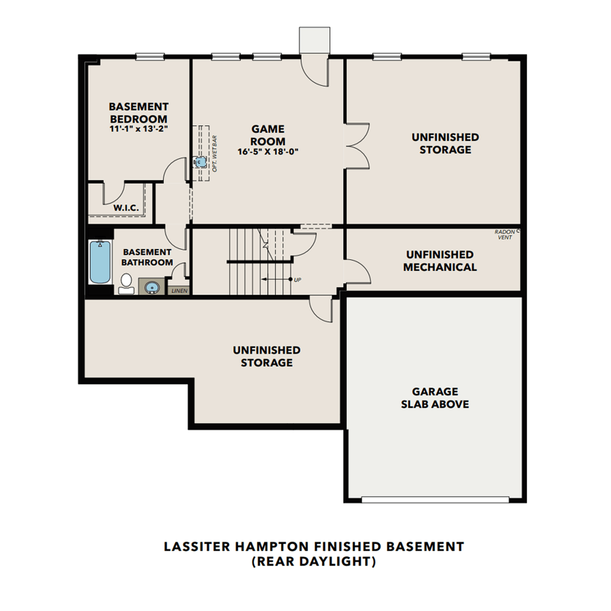 3 - The Hampton B- Finished Basement floor plan layout for 2465 Sims Drive in Davidson Homes' Lassiter Place  community.