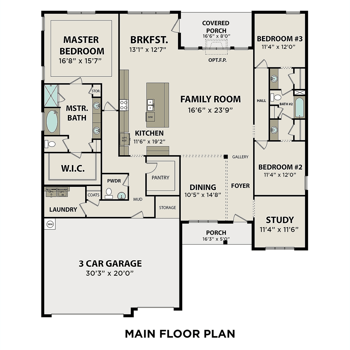 1 - The Finleigh buildable floor plan layout in Davidson Homes' Creekside community.