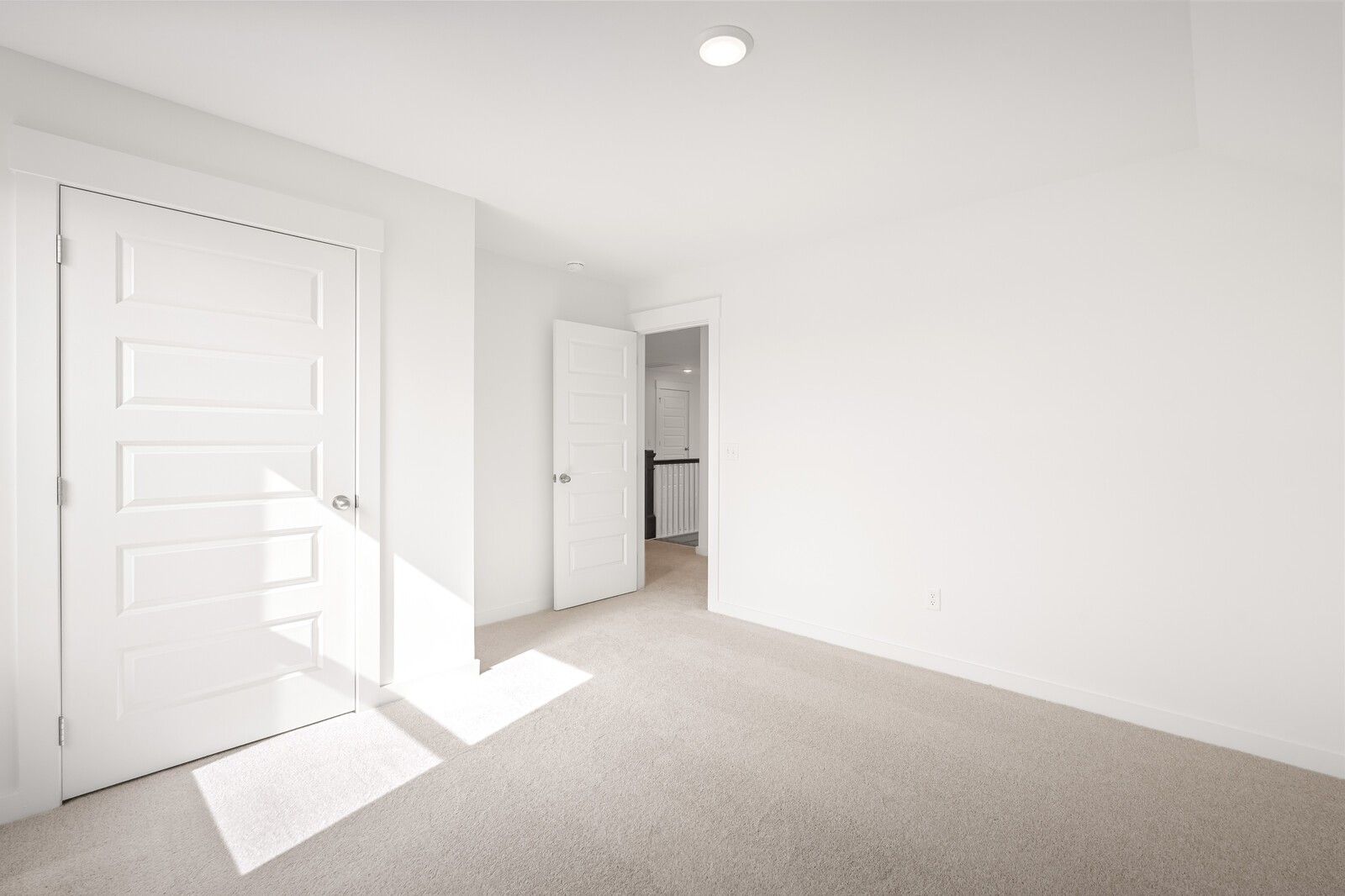 Bright secondary bedroom with white walls, beige carpet, and bathroom access in Davidson Homes The Ash C, Mt. Juliet