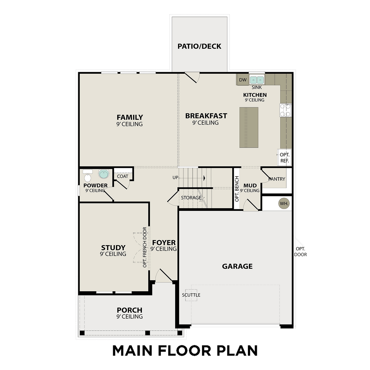 1 - The Henry B buildable floor plan layout in Davidson Homes' Sage Farms community.
