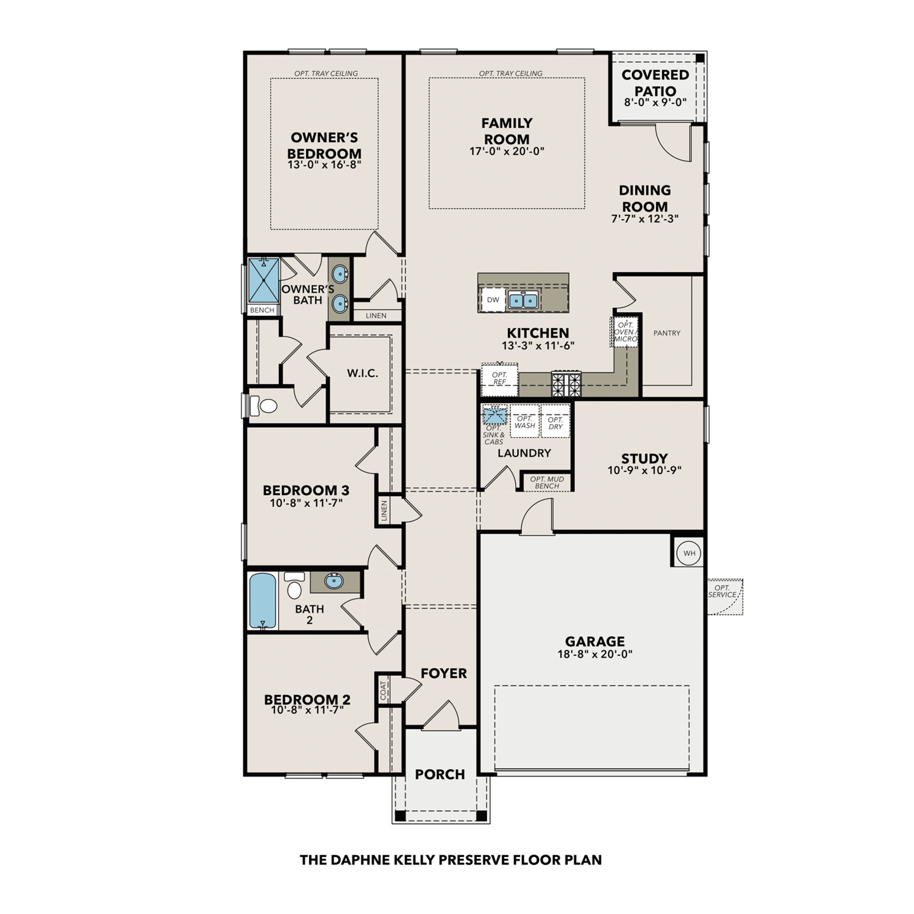 1 - The Daphne B buildable floor plan layout in Davidson Homes Homes' Kelly Preserve community.