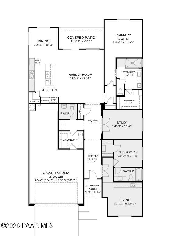 The Harmony C floor plan: 2,146 sq ft, 2-bed, 2.5-bath home with 3-car garage in North Ridge at Pronghorn Ranch, Prescott.