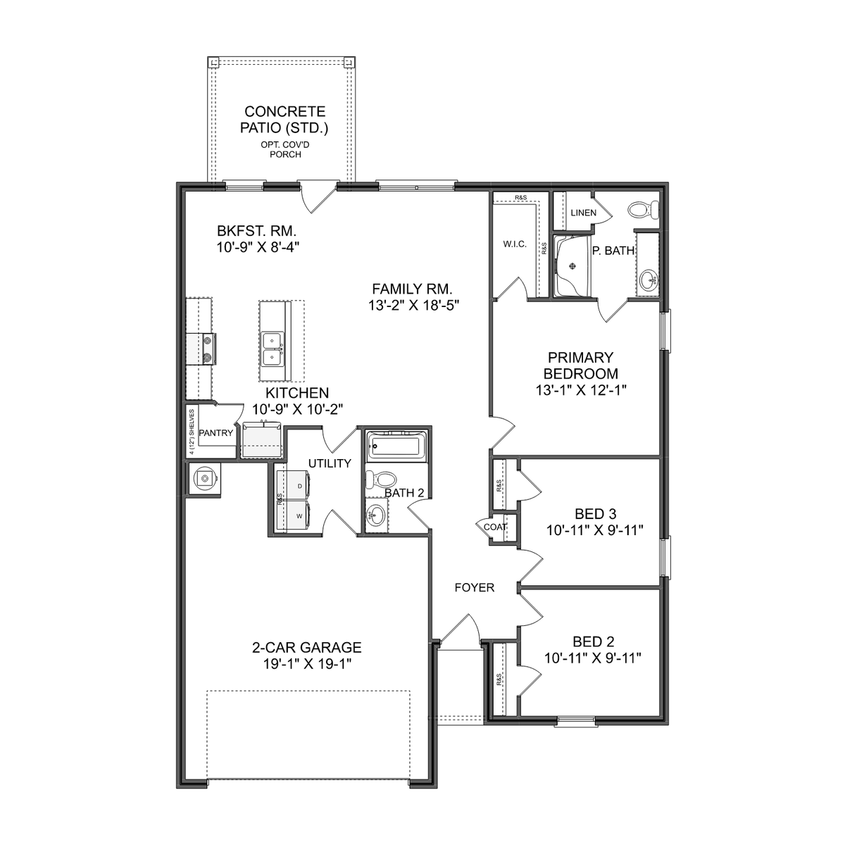 1 - The Butler buildable floor plan layout in Davidson Homes' Mallard Landing community.