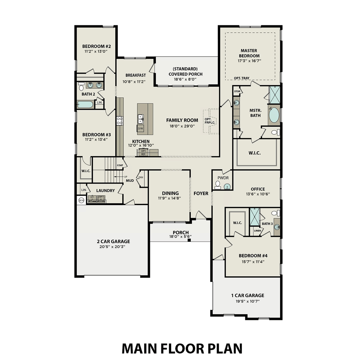 1 - The Valencia with Bonus buildable floor plan layout in Davidson Homes' Creekside community.
