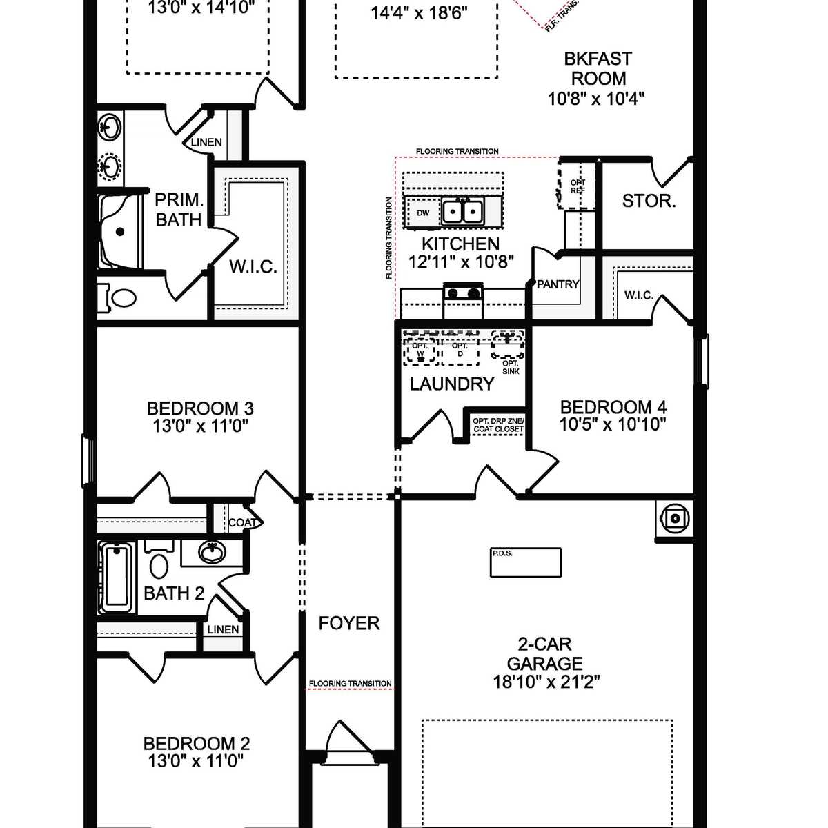 1 - The Daphne V buildable floor plan layout in Davidson Homes' Collins Lane community.