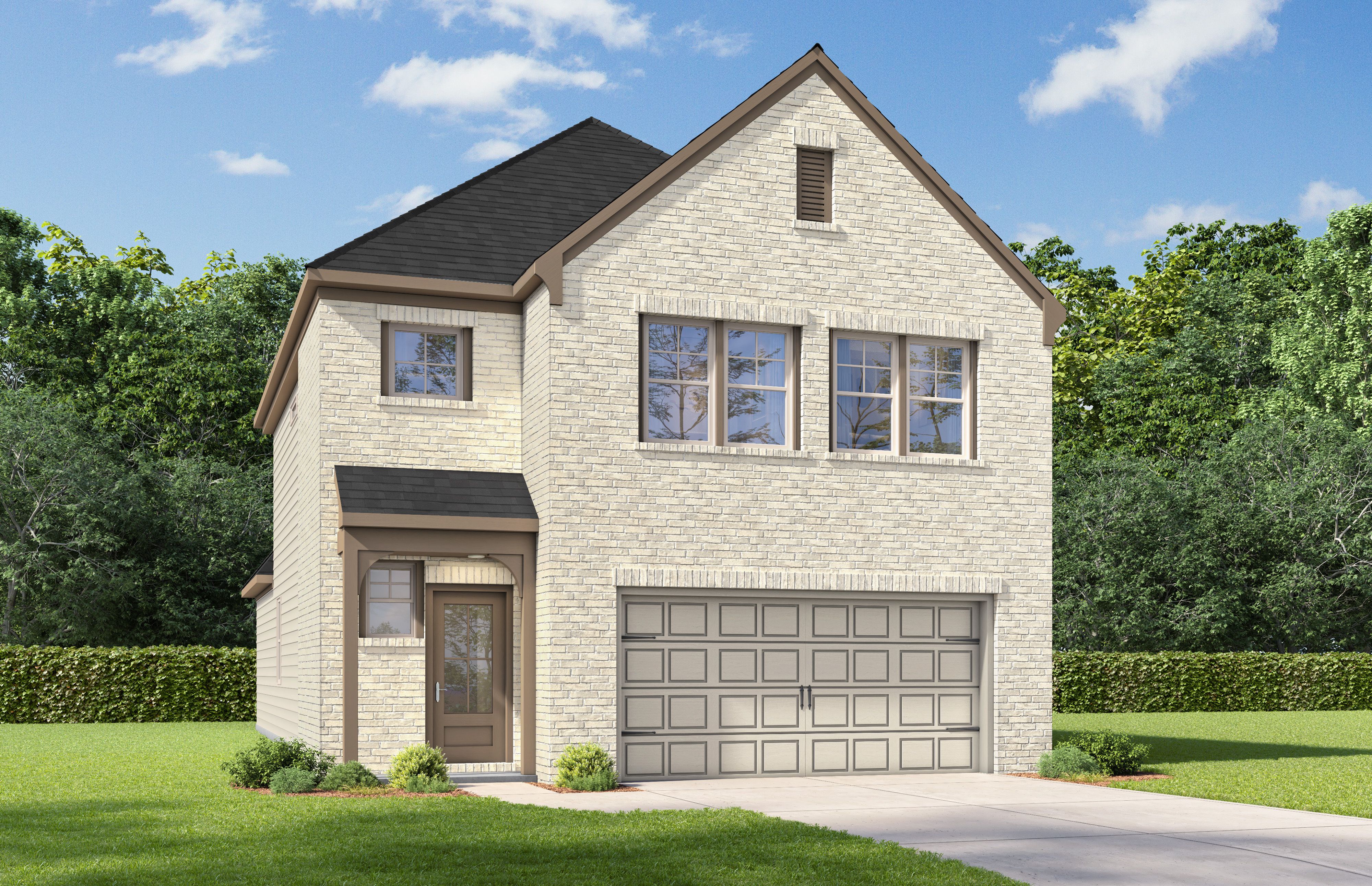 Coming soon preview of The Brazos I 5-bedroom 2-story home design with brick exterior in Heartland Texas
