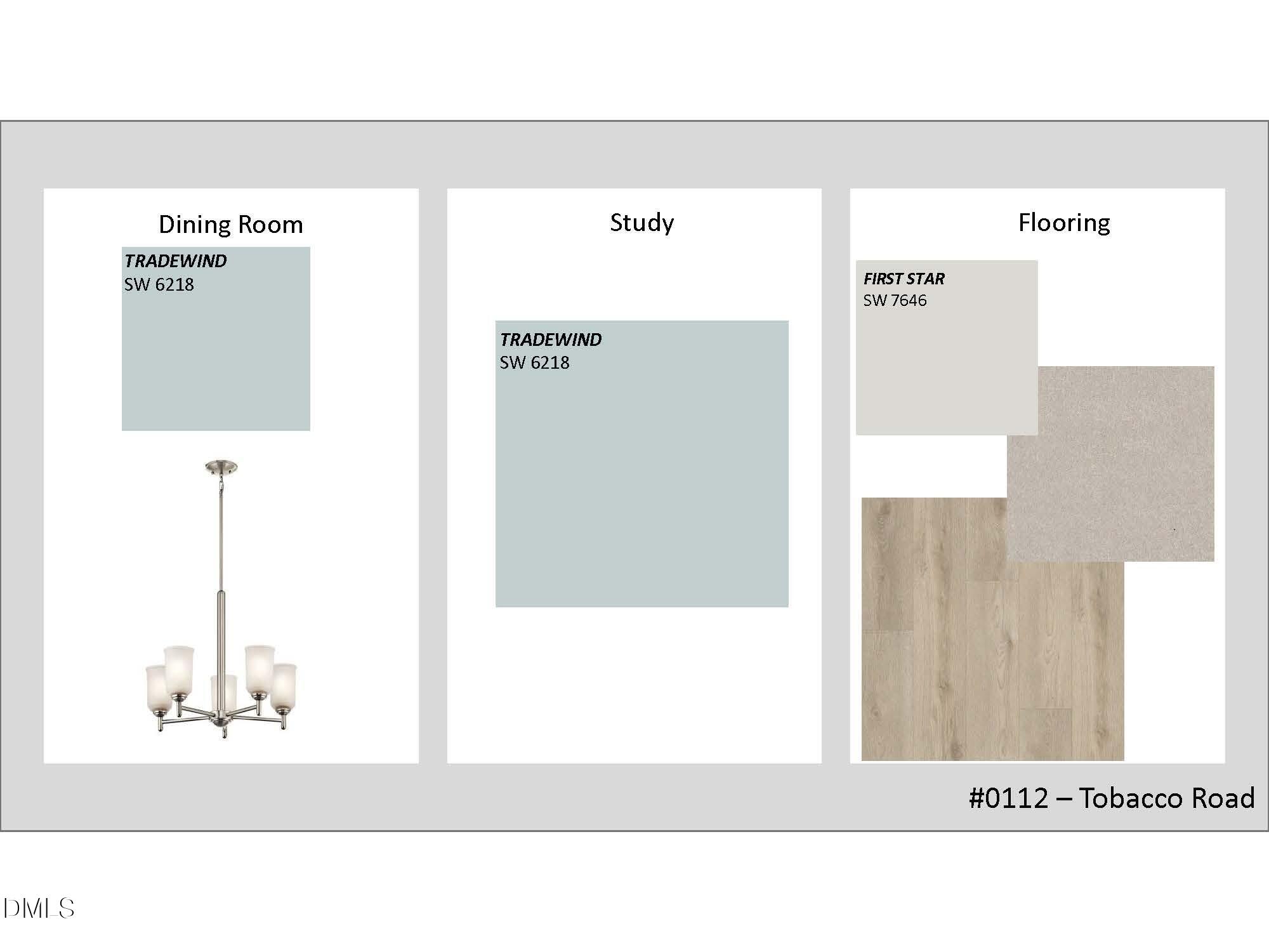 Dining room paint SW 6282 with chandelier, study SW 4828, first floor SW 746 and hardwood in Davidson Homes Crawford D, Tobacco Road, Angier NC