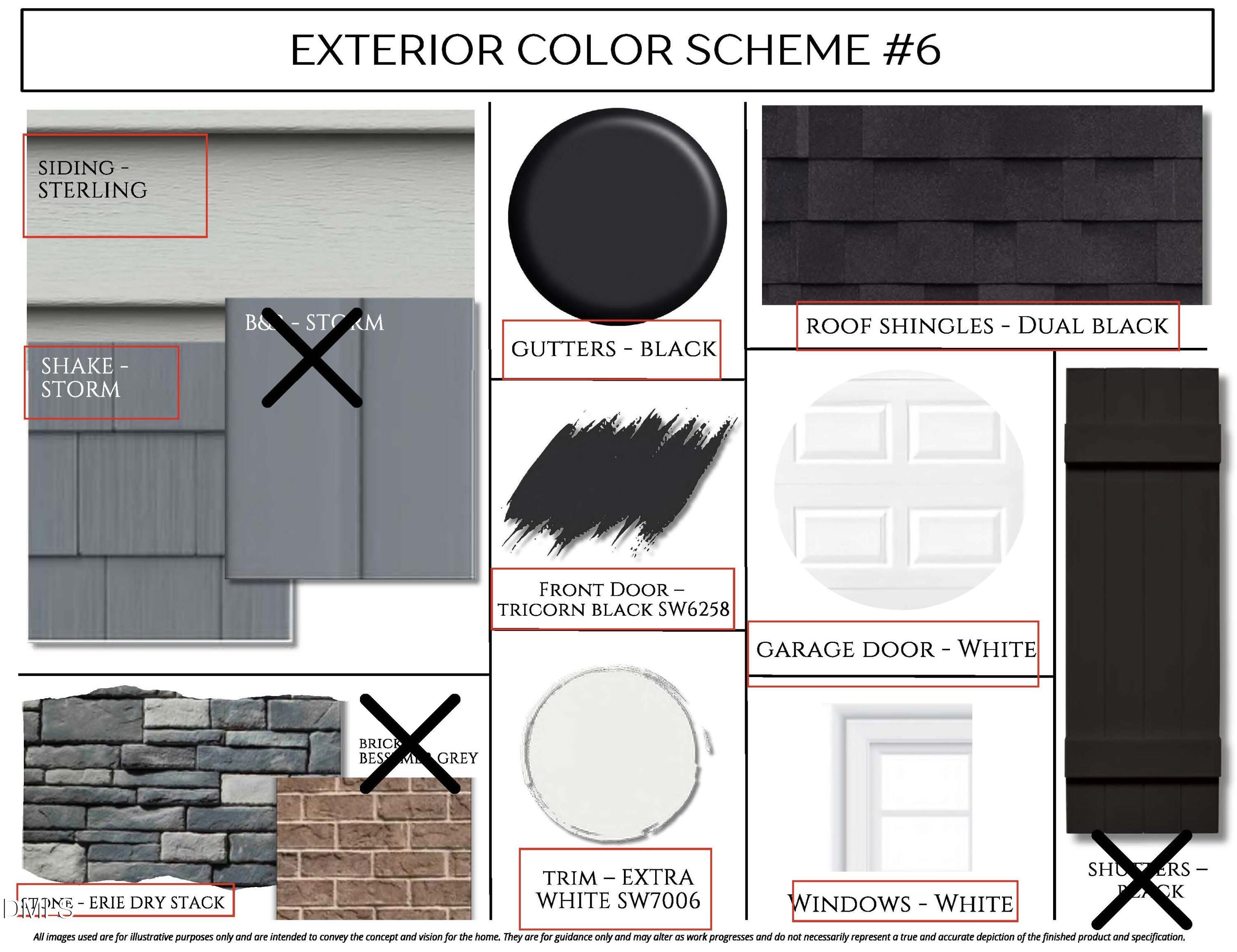 Davidson Homes Daphne D exterior color scheme #6: Sterling gray siding, Dual Black shingles, Tricorn Black door, white trim in Lillington, NC
