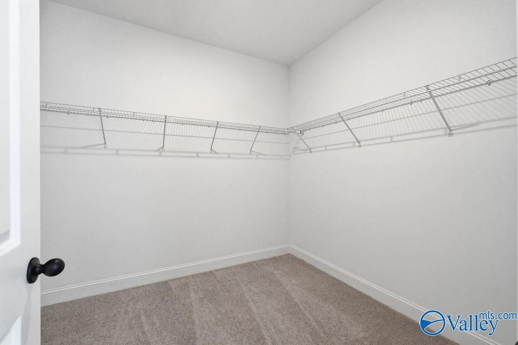 Walk-in closet with wire shelving in The Rockford with Bonus floor plan at Cain Park in Hartselle, Alabama.