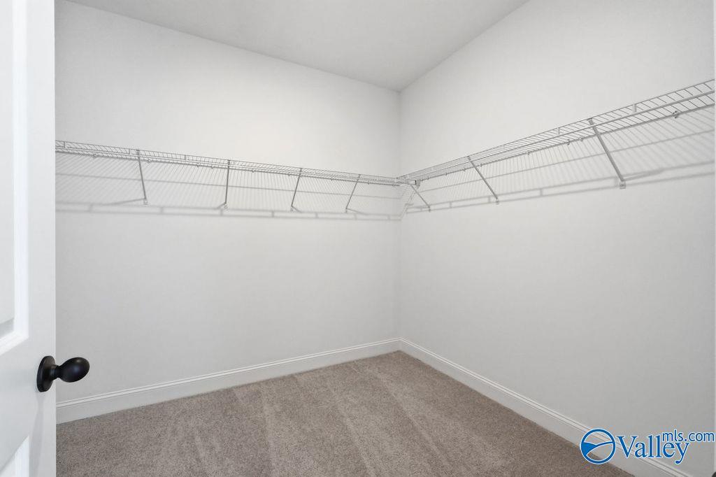 Walk-in closet with wire shelving in The Rockford with Bonus floor plan at Cain Park in Hartselle, Alabama.