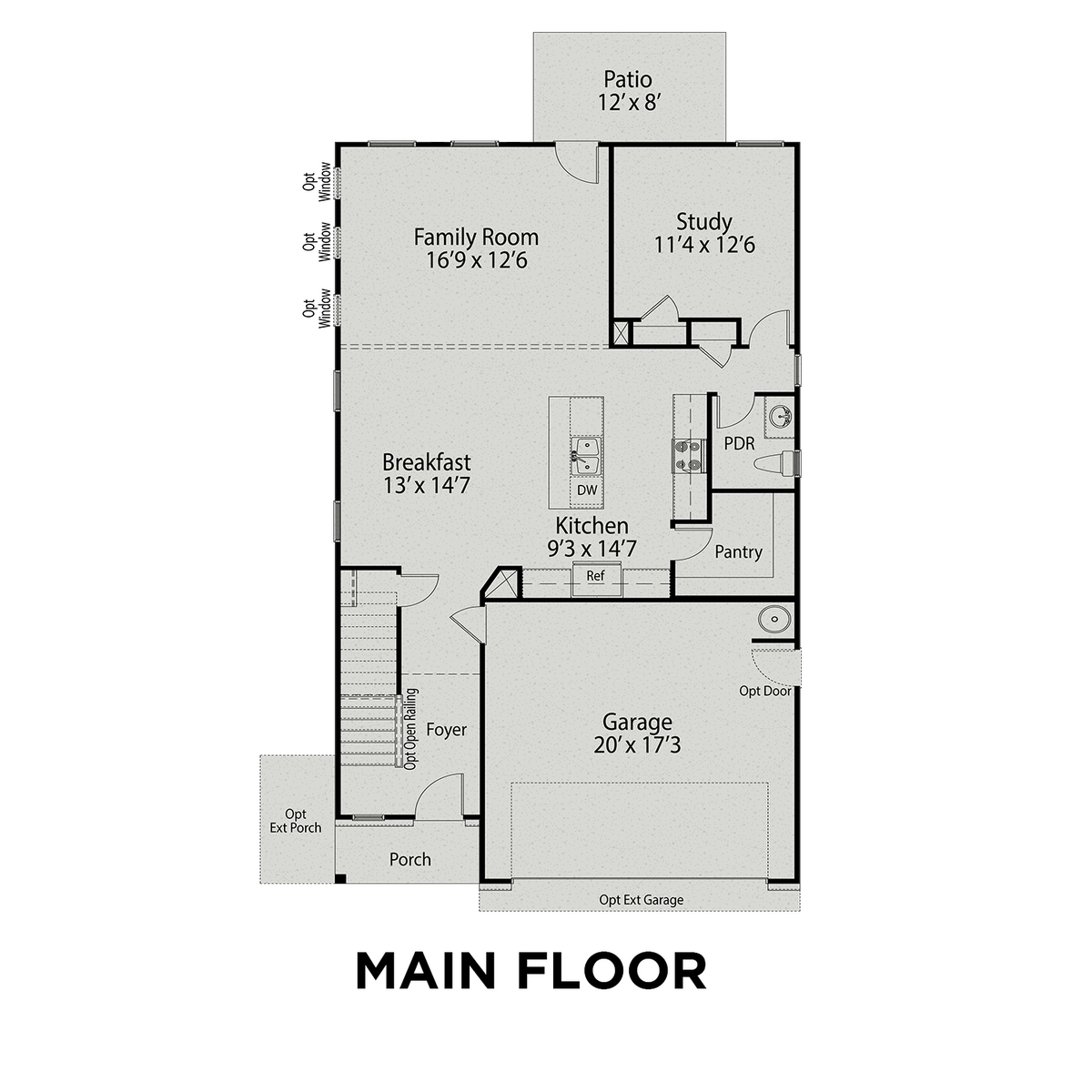 1 - The Adalynn A floor plan layout for 55 Grassy Ridge Court in Davidson Homes' Beverly Place community.
