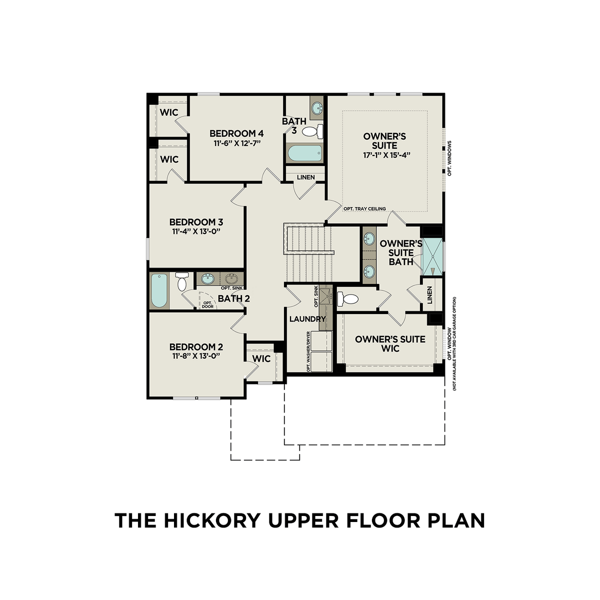 2 - The Hickory B buildable floor plan layout in Davidson Homes' Carellton community.