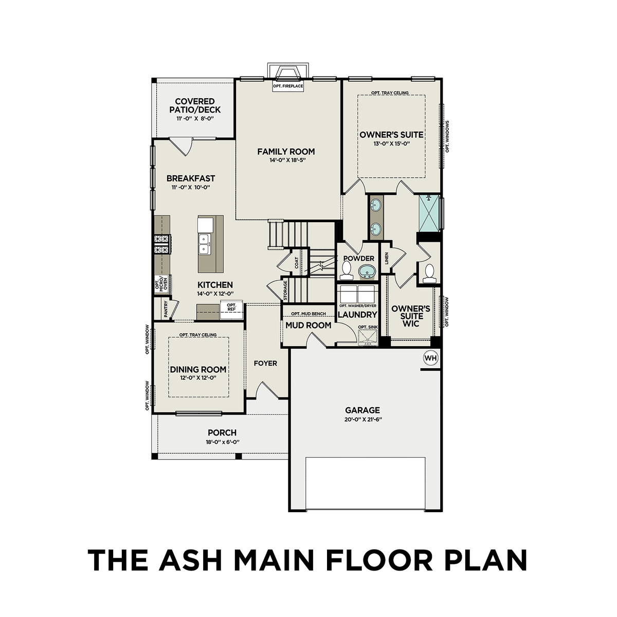 1 - The Ash B floor plan layout for 3619 Rivermont Way in Davidson Homes' Salem Landing community.